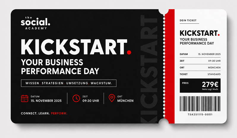 Eintrittskarte für den Kickstart Business Performance Day in München am 15. November 2025, 09:30 Uhr, Preis 279 €